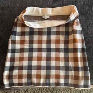 LOFT Brown and Cream Plaid Mini Skirt